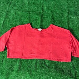Phylosophy Dolman Sleeve Scoop Neck Cropped Relaxed Red-Orange T- Shirt Size L